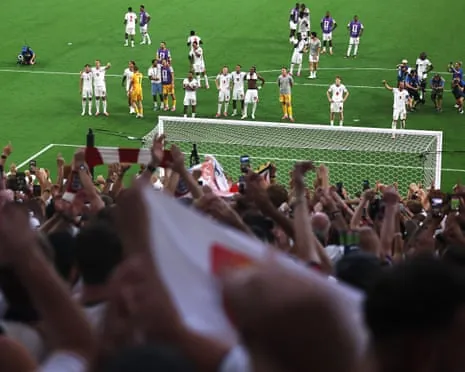 England players celebrate with the fans after their 2-1 victory against Norway in Miami