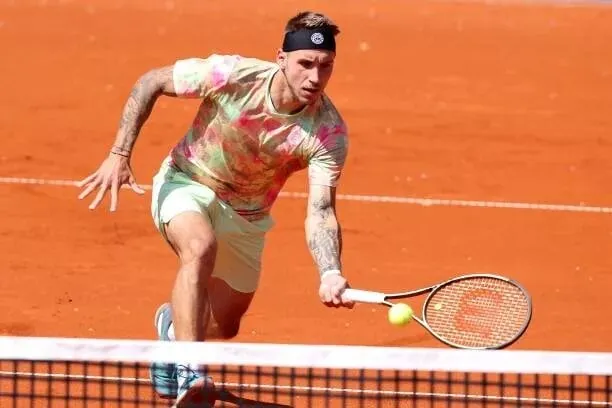 MUNICH, GERMANY - APRIL 28: Alex Molcan of Slovakia plays a back hand during his 2nd round match against Casper Ruud of Norway on day six of the BMW Open by American Express at MTTC IPHITOS on April 28, 2022 in Munich, Germany. (Photo by Alexander Hass… | Source: Lastwordonsports.com - Yesh Ginsburg
