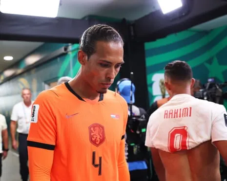 Virgil van Dijk in the tunnel after Netherlands' exit